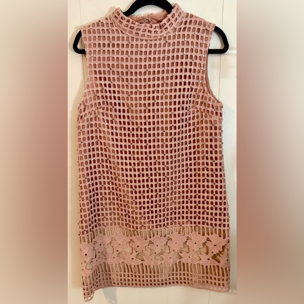 Endless Rose Women’s Pink Studded Eyelet Dress, Size L